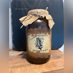Bountiful Harvest Primitive Mason Jar